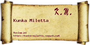 Kunka Miletta névjegykártya